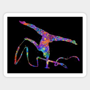 Rhythmic gymnastics ribbon watercolor art Sticker